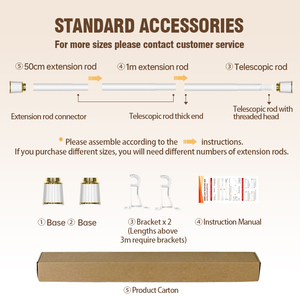 ARODDY Barres <span class=keywords><strong>de</strong></span> rideaux <span class=keywords><strong>de</strong></span> fenêtre modernes en métal extensibles <span class=keywords><strong>de</strong></span> 3,6 à 4,1 m, perche télescopique, vente en gros <span class=keywords><strong>sans</strong></span> perçage - Product Image 5