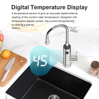 Briwellna 220V 3200W SS304 Robinet d'eau chaude instantanée Robinet de chauffage électrique avec bec flexible pour cuisine et salle de bain