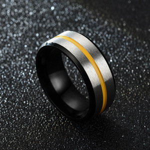 패션 보석 펑크 빈티지 공급 업체 얇은 블루 라인 스테인레스 스틸 반지 남성용 결혼 반지 - Product Image 6