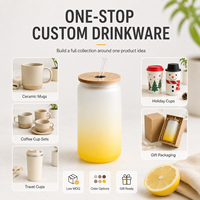 Gobelet personnalisé en verre borosilicate givré 250 ml, base antidérapante, sans BPA, compatible lave-vaisselle, motif personnalisé pour usage quotidien