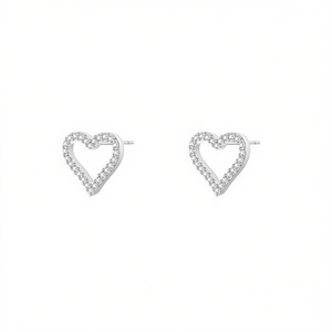 Boucles d'oreilles en forme de cœur Amy Amy, en argent 925, cristal de zircone, bijoux pour femmes, usage quotidien, style romantique - Product Image 3