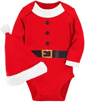 RTS Pakaian Natal Kualitas Tinggi Desain Natal Ayah Bayi Baju Monyet Lengan Panjang + Topi Baju Monyet Anak Perempuan Anak Laki-laki Natal