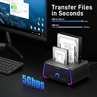 Station d'accueil pour disque dur externe double baie FIDECO en plastique, USB 3.0, SATA, prise en charge jusqu'à 22 To, station d'accueil pour disque dur