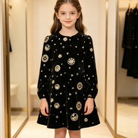Tissu en velours noir A047 avec broderie de sequins et perles à motif ondulé doré pour robes de soirée et jupes midi