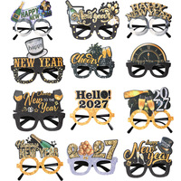 Grenzüberschreitende Teen-Brille aus PET-Material, Neu 2027, Neujahrs-Party-Dekoration, Schwarz-Gold-Rahmen, Silvester-Foto-Requisiten