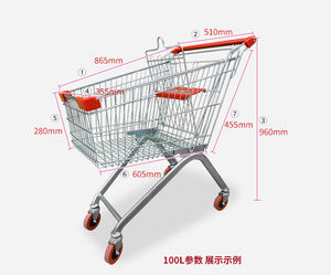 Chariots de courses en métal à pousser à la main, vente en gros d'usine, 4 roues - Product Image 2