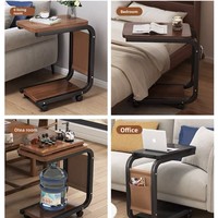 Table d'appoint multifonctionnelle minimaliste mobile avec roulettes, petite table basse, bureau de canapé, étagère de rangement pour chambre et salon