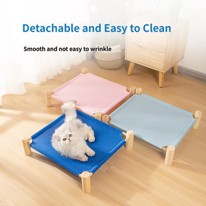<span class=keywords><strong>Lit</strong></span> surélevé <span class=keywords><strong>pour</strong></span> <span class=keywords><strong>chien</strong></span> carré en bois, hamac toutes saisons, emballage carton - Product Image 2