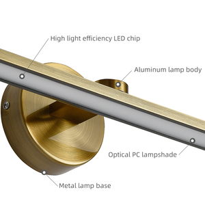 Lámpara de Pared LED Moderna, Diseño Rectangular Minimalista en Bronce Dorado, Luz Blanca Cálida de 3500K para Baño, Uso Interior - Product Image 4