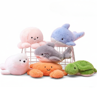 Ensemble de jouets en peluche en gros sur le thème des animaux marins : requin, baleine, tortue, pieuvre – Famille océanique pour enfants, cadeau, anti-stress, décoration de Noël