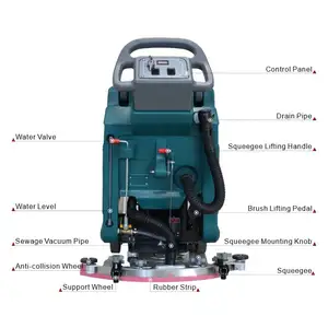 Commercial Battery Powered Walk Behind Hand Push Tile Vinyl Hardwood Hard Floor Cleaner Scrubber Cleaning Machine