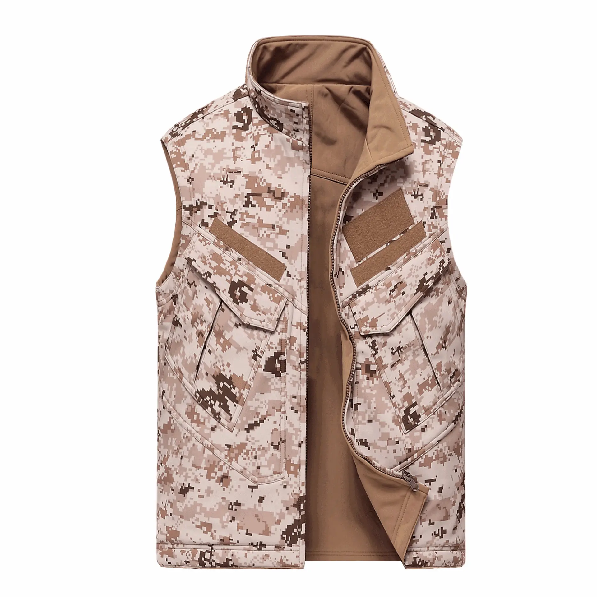 Double-sided Vests Shark Skin Soft Shell Camouflage Sleeveless Jackets Warmth Tactical Men's Vest Italy Windbreaker Unisex
