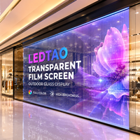 Écran LED transparent en film LED couleur pleine pour extérieur, fabriqué en Chine, pour vitrine de magasin, affichage LED pour centre commercial