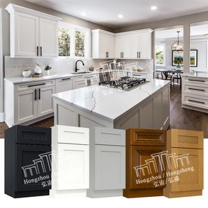 Pemasok kabinet dapur gaya Amerika kabinet dapur kayu gaya pengocok kabinet dapur gaya Modern dengan meja - Product Image 4