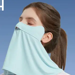 Летний шарф для лица из ледяного шелка Солнцезащитная тонкая защита от УФ-лучей полулицевой головной шарф дышащая крутая велосипедная повязка на голову головной шарф