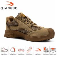 Chaussures de sécurité pour hommes en cuir suédé respirant avec semelle intermédiaire en acier anti-perforation et embout en acier, personnalisables en usine