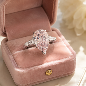 Anello con zircone a forma di pera rosa per donna, elegante gioiello da dito per matrimoni e feste - Product Image 6