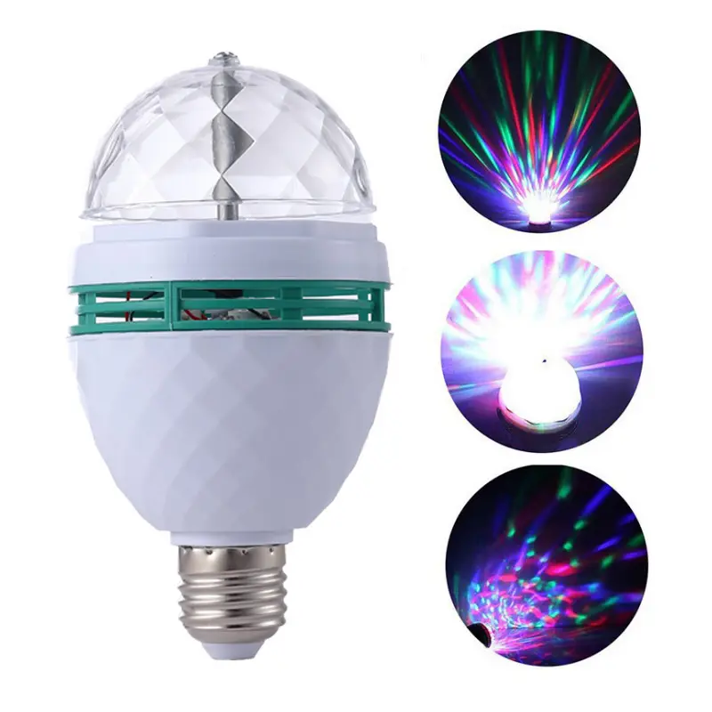 Bóng Đèn LED RGB Chất Lượng Cao 3W E27 Bóng Pha Lê Tự Động Xoay Sàn Nhảy Tiệc Tùng Đèn Sân Khấu Cho Tiệc Tùng Quán Bar DJ