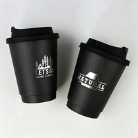 Vasos de Papel Biodegradables para Café, Aptos para Alimentos, Aislados, Desechables, para Bebidas Calientes y Frías, con Tapa y Logotipo Personalizado