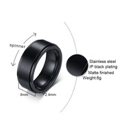 Amiee Jewelry Factory 8mm Noir/Argent/Or Couleur Acier Inoxydable Fidget Stress Anxiété Soulagement Anneaux Spinner pour Hommes