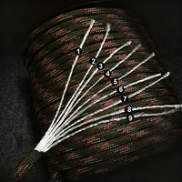 Corde en paracorde de haute qualité en polyester résistant aux déchirures à 9 brins de 4 mm, corde de survie haute résistance, 50 m/rouleau