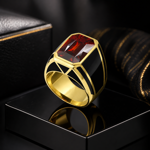 Elegante anello con pietra rossa per donna, design accattivante, gioielli alla moda per tutti i giorni - Product Image 6