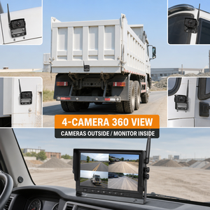 Système de caméra de recul sans fil 9 pouces 1080P 2,4 GHz avec 4 caméras IR 12-36V IP68 et moniteur à écran partagé pour camion, bus, camping-car, <span class=keywords><strong>remorque</strong></span> - Product Image 2