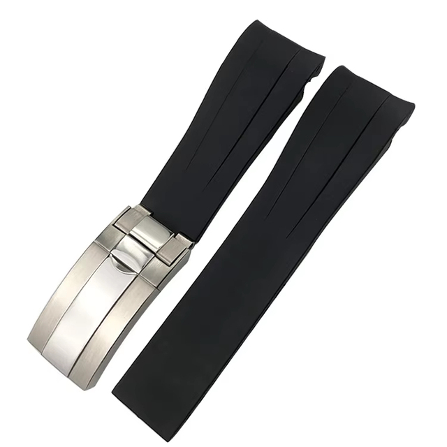 FKM Rubber Watch Strap Bracelet 20mm Curved End Watch Bands for Rolex Daytona Water Ghost GMT Submariner Watch