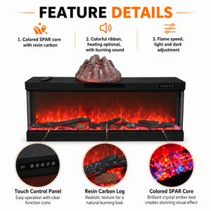<span class=keywords><strong>Chimenea</strong></span> Eléctrica Empotrada en la Pared con Pantalla LCD y Lecho de Llama de Cristal de Colores - Product Image 4
