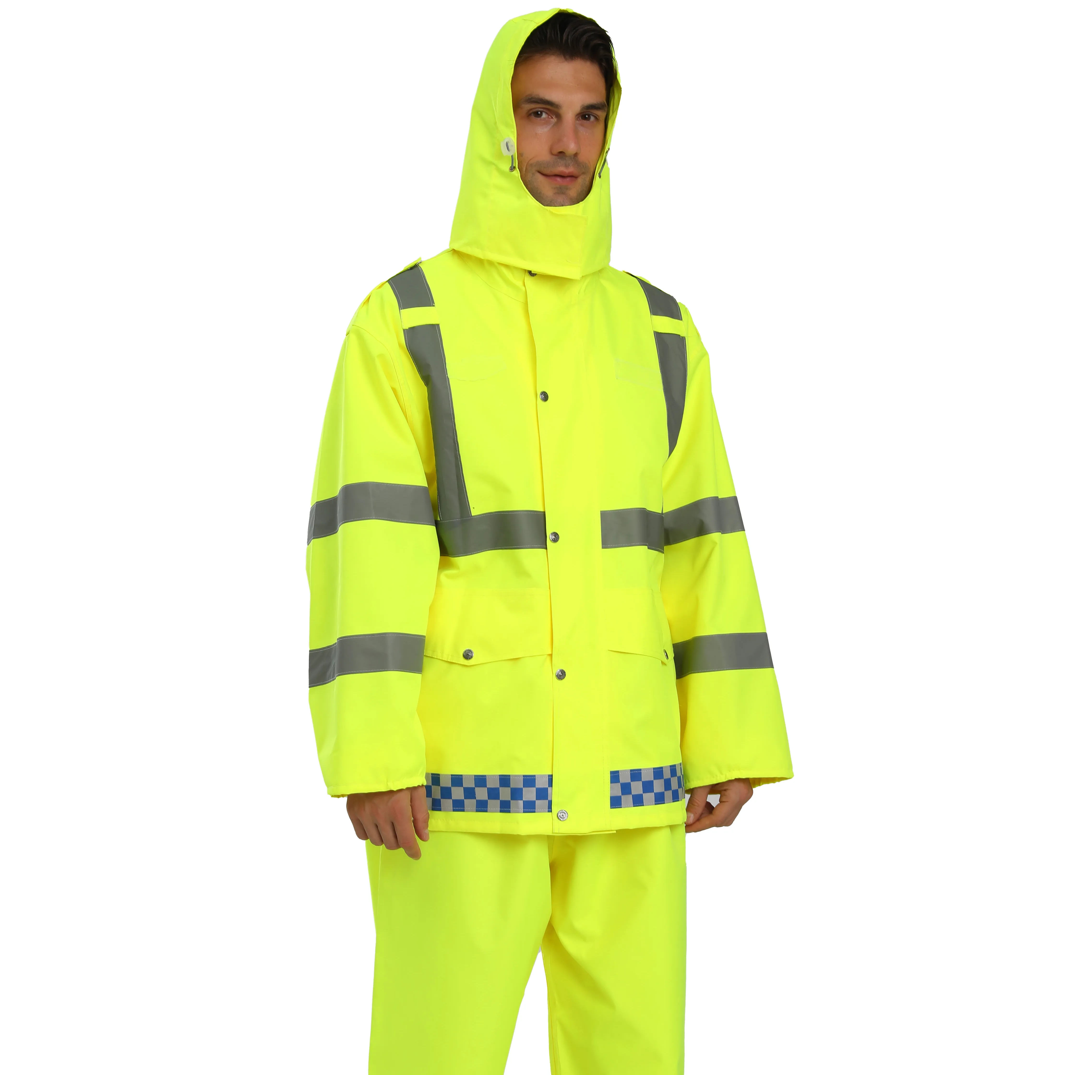 Split high-end reflective waterproof ball raincoat, traffic police duty raincoat