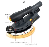 Lijadora Orbital Aleatoria sin Escobillas de Velocidad Variable, Pulidora Eléctrica para Coche, Máquina de Lijado de Madera y Pintura para Carrocería de Automóviles y Muebles