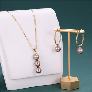 Orecchini a Catena <span class=keywords><strong>in</strong></span> <span class=keywords><strong>Acciaio</strong></span> Inossidabile con Perle, Collana Hawaiana Colorata con Ciondolo 14mm, Vendita all'Ingrosso - Product Image 1