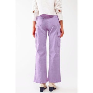 Jeans Cargo de Pierna Recta en Color Morado - Product Image 3
