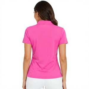 Polo de Manga Corta Rosa para Mujer, Color Sólido, Corte Regular, Estilo Casual de Punto - Product Image 3