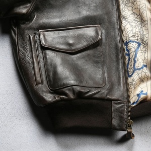 OEM de alta calidad clásicos A2 Europa EE. UU. Tallas grandes cuero genuino piloto hombres engrosada 1,5mm piel de cordero algodón chaquetas de piel de oveja - Product Image 4