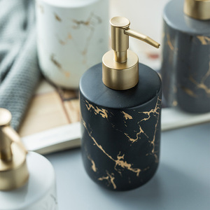 Distributeur de savon liquide en céramique minimaliste, pompe manuelle, bouteille rechargeable pour salle de bain et bureau - Product Image 4