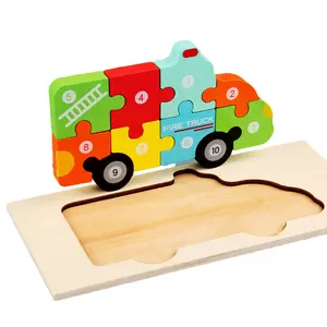 NEW/LVOU Wooden Animal Cartoon Jigsaw Puzzle Toys Early Education Matching Toys 3-6 Years Children's Large Blocks Toys Wood 2024