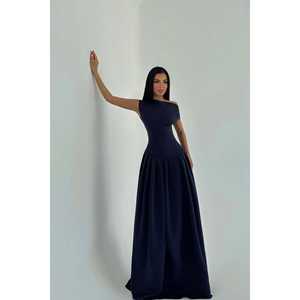 Robe de soirée bleu marine en crochet, silhouette robe de bal, manches courtes, robe de bal formelle, du XS au XL, pour les occasions de club - Product Image 4