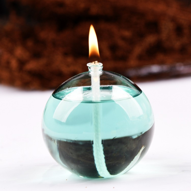 Hand Blown Round Glass Sphere Oil Candle Lamp for Elegant Home