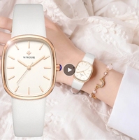WWOOR 8881 Original Montres-bracelets pour femmes Classiques Bracelet en cuir Étanche Marque de luxe à la mode Montre élégante à quartz
