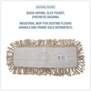 Boardwalk BWK1318 18 pouces. X 5 In. Tête de balai serpillère industrielle en coton Hygrade blanc 18 po. X 5 In. Balai à poussière en coton Hygrade industriel - Product Image 6
