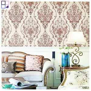 Home decorative European style floral waterproof wallpaper rolls living room PVC wallpapers