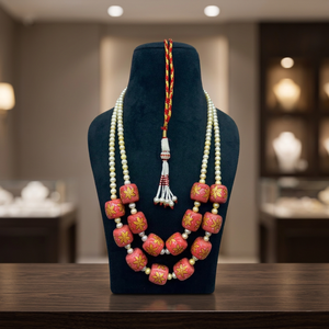 Collier tendance pour femmes en perles de corail rouge et blanches de Taïwan, 22 pouces, 2 couches - Product Image 3