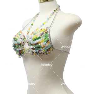 Latest Fashion <strong>Strap</strong> Multilayer Sexy Bodycon Chain <strong>Diamante</strong> Back Beaded Top Glass Crystal Stone Vest <strong>Bras</strong> - Product Image 4