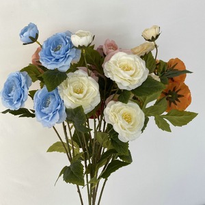 KEWEI <span class=keywords><strong>1664</strong></span> Fournisseur d'or Fleurs artificielles en soie à 4 tiges, type Renoncule, pour décoration de salons et événements - Product Image 2