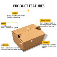 Boîte d'emballage alimentaire jetable en papier kraft épais, recyclable, de haute qualité, imperméable et résistante à l'huile, pour la vente en gros