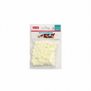 Pompon ILAN 1,5 cm color crema, articoli per artigianato e decorazioni fai da te - Product Image 1