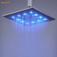 Bmeelee — pomme de douche LED à pluie, en acier inoxydable 304, forme carrée, 12 pouces, avec éclairage à led, pour salle de bain