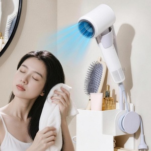 No-Drill Organizer Lazy Hair Dryer Multifunctional Holder Wall Mounted Storage <b>Rack</b> for Bathroom, Vanity & Washroom - Product Image 1