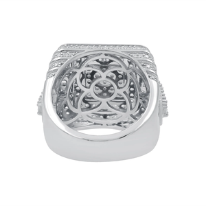 Contemporary 925 Sterling <b>Silver</b> Moissanite Statement Ring with Precision Pave Stone Work for Trendy Fashion Styling - Product Image 2